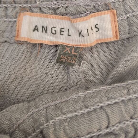 Angel Kiss Light Grey Pull On Wide Leg Linen Blend Palazzo Pants Size XL - Picture 11 of 15